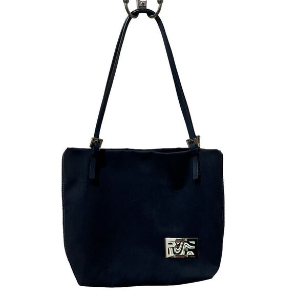 Fendi Navy Blue Canvas Tote Leather Straps AUTHENTIC Great condition Dust Bag - Picture 2 of 15